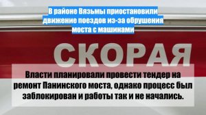 В районе Вязьмы приостановили движение поездов из-за обрушения моста с машинами