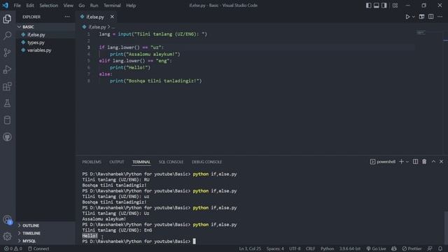 Python asoslari | #04 Shart Operatorlari - IF, ELSE