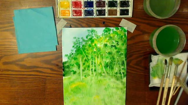 Березовая роща акварелью смотреть онлайн