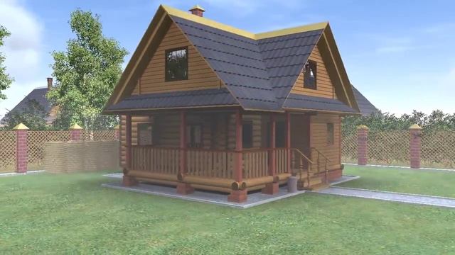 Проект дачного дома с мансардой "Дачник-7" из бревна смотреть онлайн