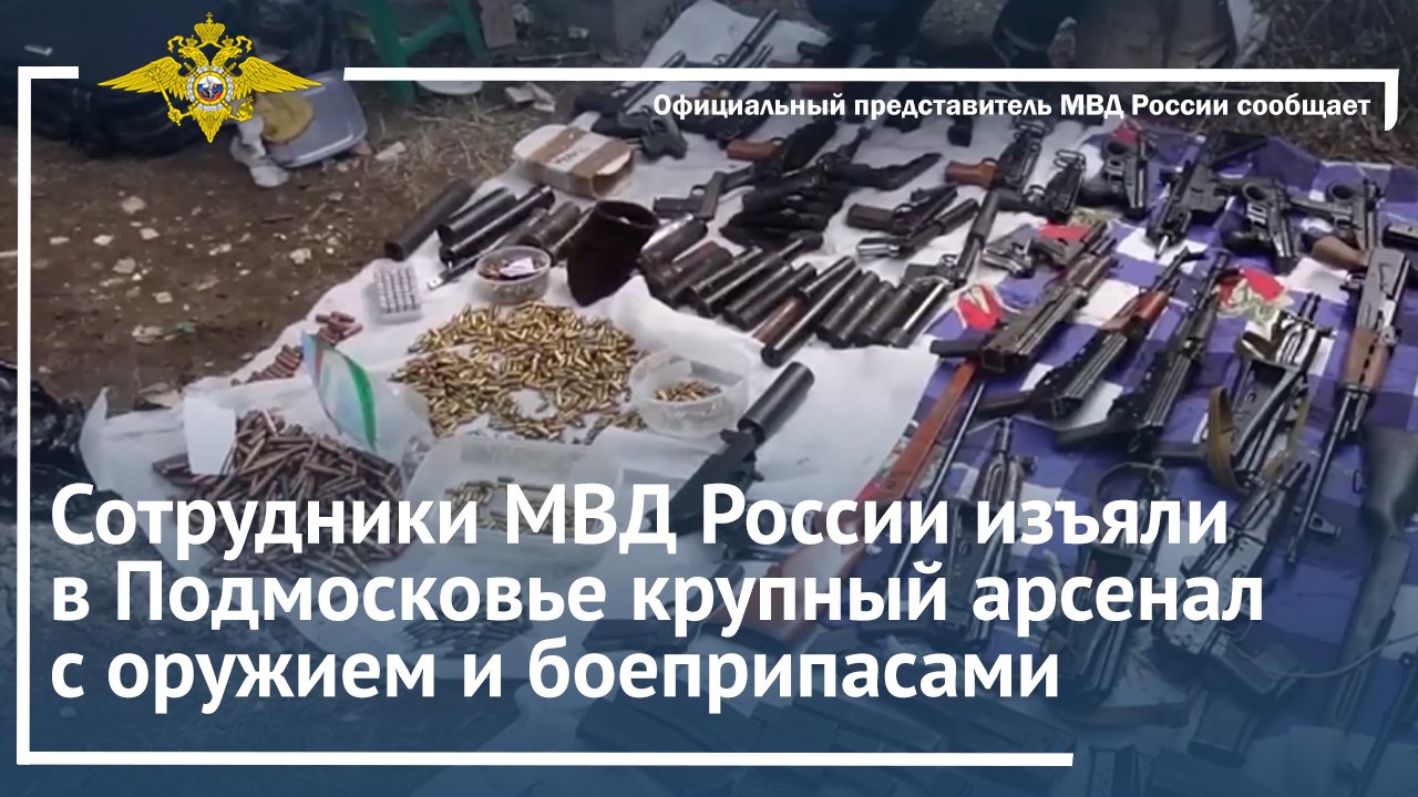 Сотрудники МВД России изъяли в Подмосковье крупный арсенал с оружием и боеприпасами