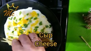Пита с яйцом и сыром. Завтрак за 10 минут. Pita with egg and cheese. Breakfast in 10 minutes.