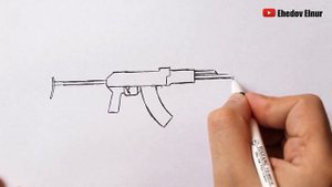 Как нарисовать автомат Калашникова АКМС