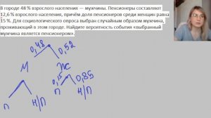 Найдите вероятность события «выбранный мужчина является пенсионером».