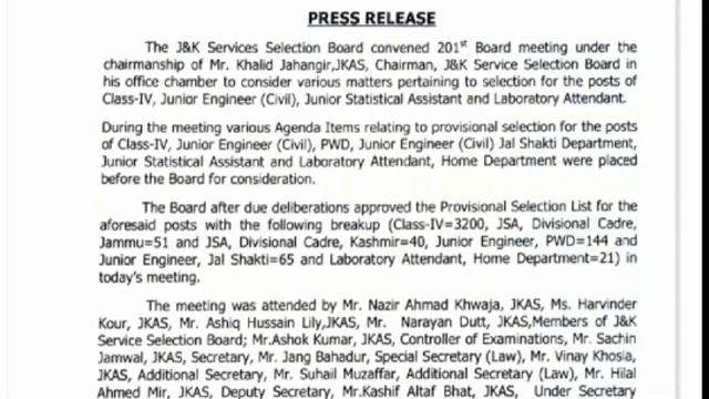 Jkssb Class Iv Final Selection List Official Update 3200 Posts