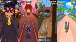 Subway Surfers Oxford VS panda hero run Talking TOM GOLD RUN 2 Talking Becca tom rabbit Gameplay