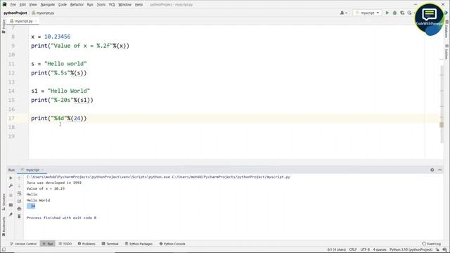 String formatting in Python | Python Tutorial in Hindi | #43 смотреть онлайн