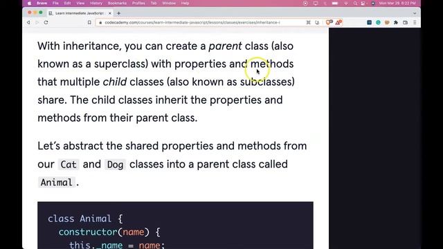How Class Inheritance Works in JavaScript, Class Inheritance in Programming, Codecademy's Learn JS