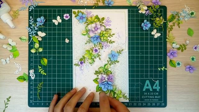 Цветочная ОТКРЫТКА своими руками / Скрапбукинг / How to make card with flowers/ scrapbooking
