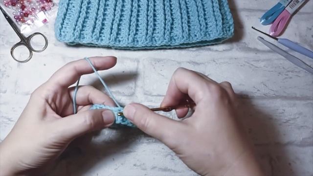 Резинка из рельефных столбиков крючком, вогнутые и выпуклые столбики, резинка крючком для начинающи