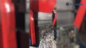 Двухроторный шредер. Дробление пленки. Shredder. Film crushing