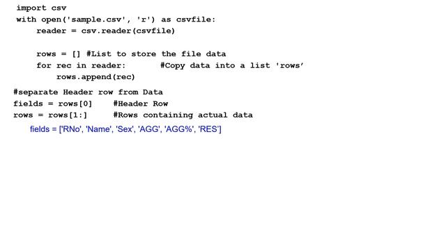 csv files in python