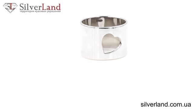 Женское широкое кольцо Сердце сквозное из серебра mk229 в SilverLand.com.ua смотреть онлайн