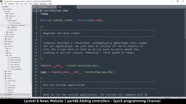 #48 Laravel 8 News Website | Adding controllers | Quick programming tutorial
