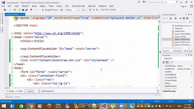 Creating Master Page in ASP.NET With Web Form  | Adding Navigation Menu & Footer to Master Page