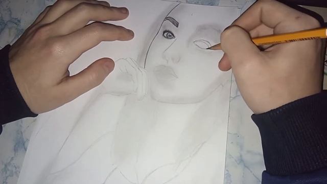 Рисую портрет девушки / Рисунок в ускоренной съёмке / Drawing смотреть онлайн
