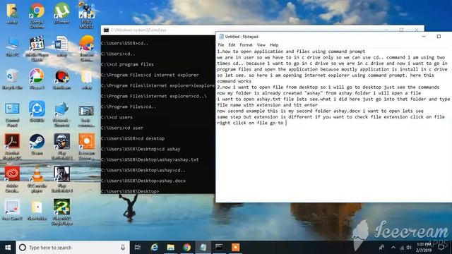 how to open files and application using command prompt and some basic commands