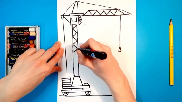 Как нарисовать ПОДЪЕМНЫЙ КРАН. Рисуем с детьми. How to draw a CRANE. смотреть онлайн