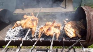 Жарим цыпленка табака на мангале паровозе Мангал паравоз своими руками