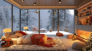 Winter Cozy Bedroom Ambiance ❄️ Piano Jazz with Fireplace & Snowfall for Relaxation and Productivit