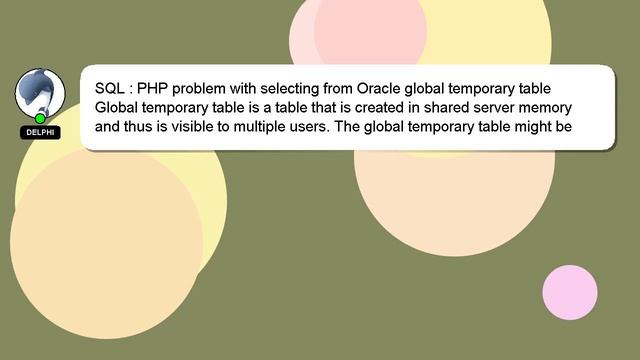 SQL : PHP problem with selecting from Oracle global temporary table смотреть онлайн