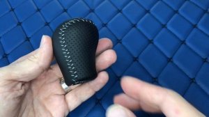 Перетяжка ручки кпп Lancer X в натуралку и псевдоперфорацию, ручной шов косичка