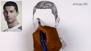 Pencil Sketch of Cristiano Ronaldo Face Easy Drawing, #cr7