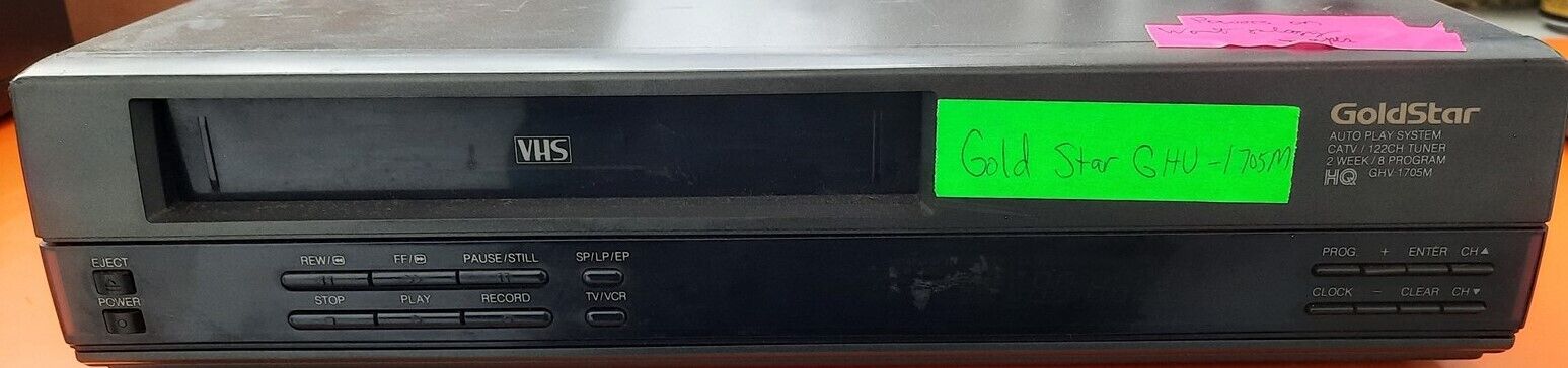 Видеомагнитофон Goldstar GHV-1705M VCR Кассетный видеомагнитофон VHS-плеер-Южная Корея-1990-год