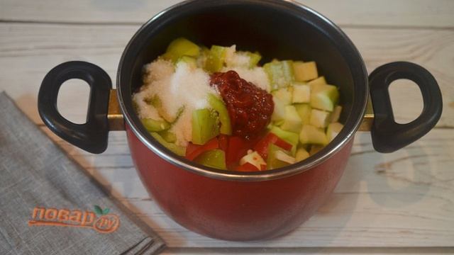 Острая закуска из кабачков и перца Тёщин язык