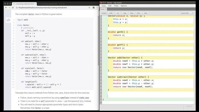 Java: writing a Vector class смотреть онлайн