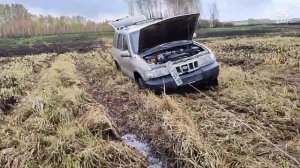 Киа Спортейдж 1 застрял в болоте.