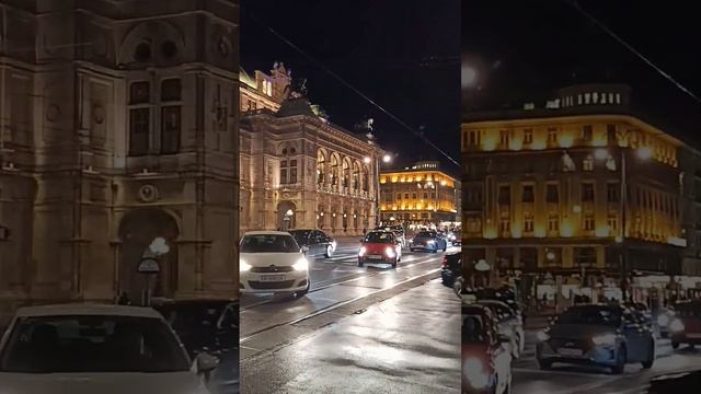 Венская опера здание вечером, Vienna opera