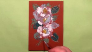 Roses Greeting Card - Monoprint-Monotype Technique | Gouache | IOTN - Speed Painting