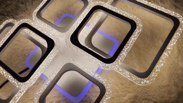 Люстра потолочная светодиодная LED 6 Ромбов пузырьковая с подсветкой смотреть онлайн