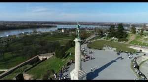 Aerial view of Viktor monument in Kalemegdan park,Belgrade,Serbia