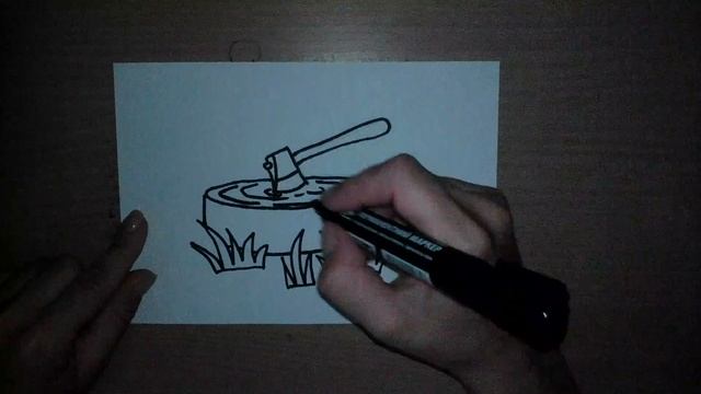 Как нарисовать пенек с топором - How to draw a stump with an ax -如何用斧头画一个树桩 смотреть онлайн