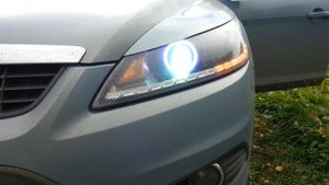 Ретрофит фар Ford Focus 2 би линзы, ДХО