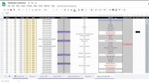 Gamecube PAL collectors spreadsheet