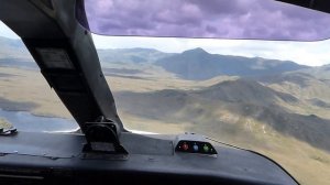 Cockpit view landing at Melaleuca (Port Davey, Bathurst Harbour) Airport, Tasmania