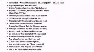 Sonnet 138 by William Shakespeare Summary in Tamil