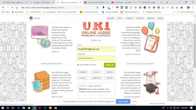How to Create an account in URI Online Judge