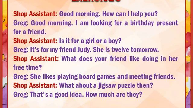 Buying a present. English in Use. Покупка подарка. Английский в использовании. (УМК Spotlight 6)