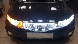 Установка светодиодных линз и гибких ходовых огней на Honda Civic 5D