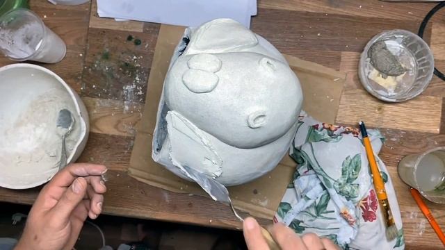 БЕТОННЫЙ горшок "Бурёнка" своими руками  и старого мячика. /DIY Всё просто и быстро CONCRETE pot/DI