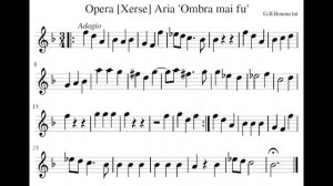 Violin sheet music – G.B. Bononcini 1. Ombra mai fu（バイオリン パート譜）／ボノンチーニ オンブラ マイ フ〜「セルセ」