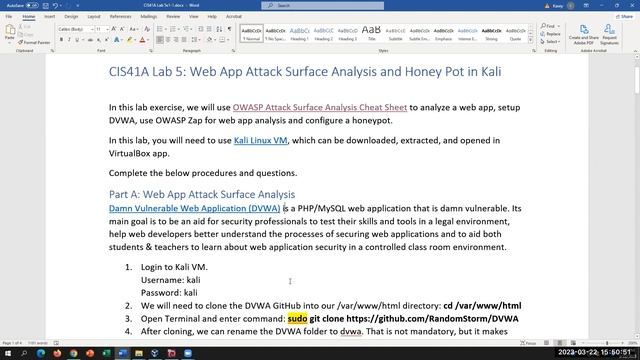 CIS41A Unit 5 Lecture and Lab 5: Infrastructure Security, DVWA, OWASP-ZAP and Pentbox Honeypot. смотреть онлайн