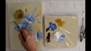 How to draw easy flowers painting/ Demonstration /Acrylic Technique on canvas by Julia Kotenko