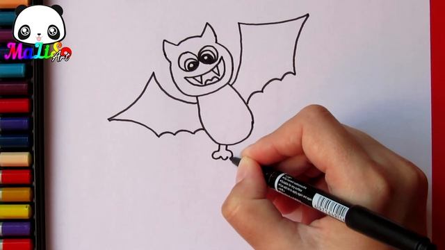 Как нарисовать Летучую Мышь на Хэллоуин | How to draw Halloween Bats Cute | Як намалювати Хелловін