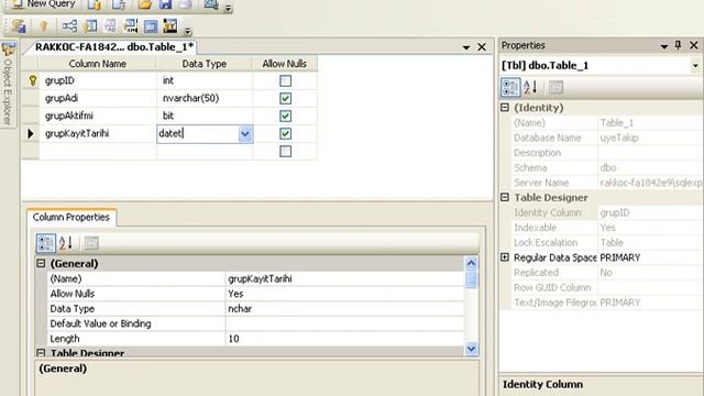 SQL2008-Database Olustur