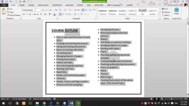 ms word tutorial - Word 2013 - microsoft word tutorial for beginners - Urdu and Hindi
